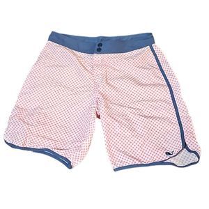 Vinyard Vines Pink Checkered Swim Trunks with Blue Lining Size 32
